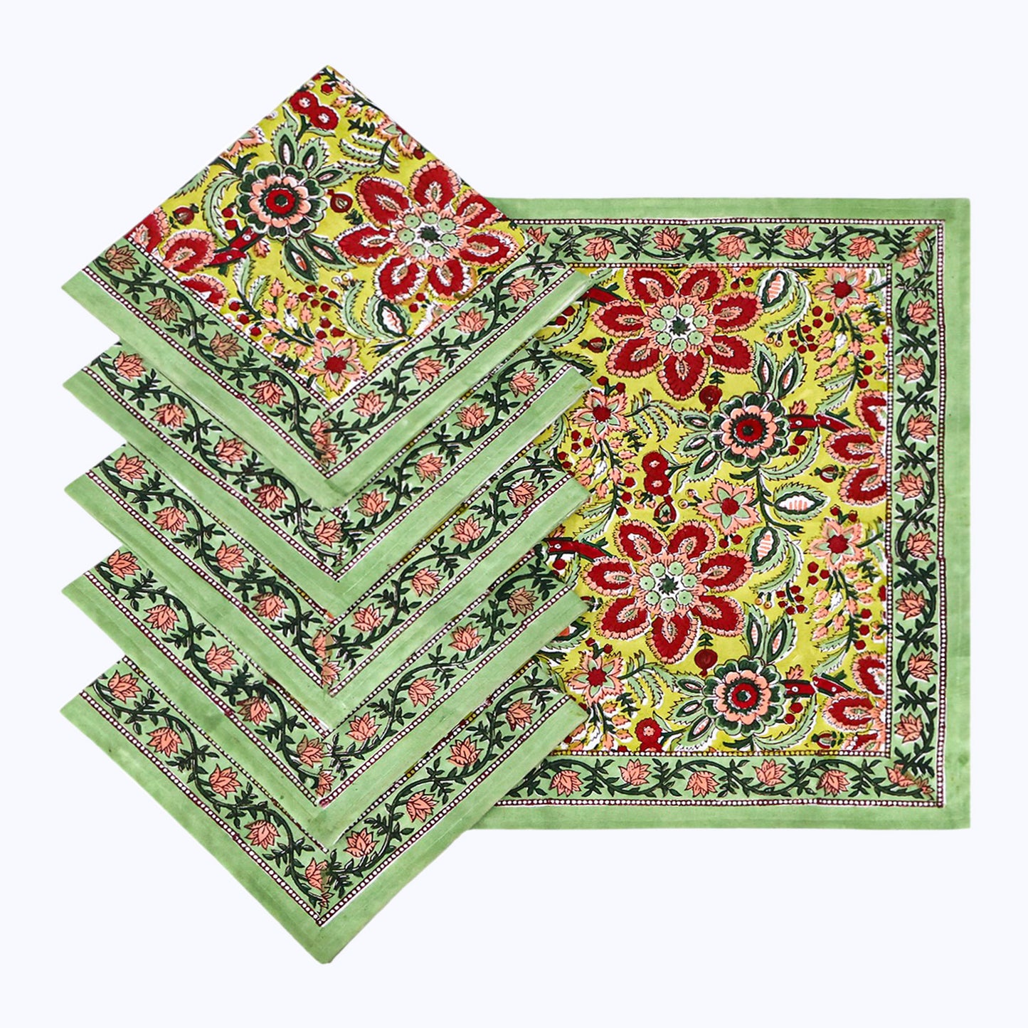 Indian Hand Block Printed Cotton Napkins Set Of 4 - My Store