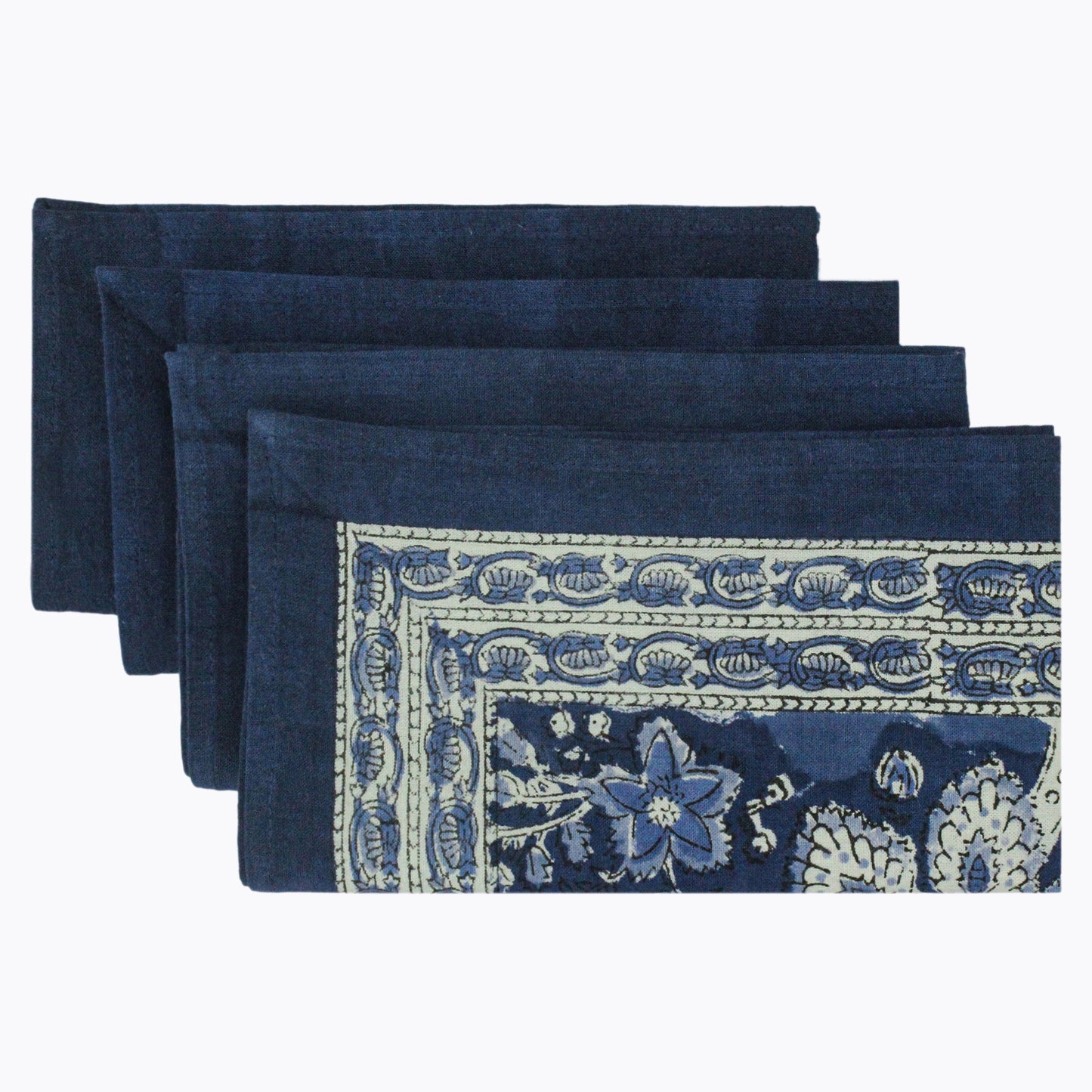 Block Printed Cotton Floral Pattern for Wedding Set Of 4 Napkins - My Store