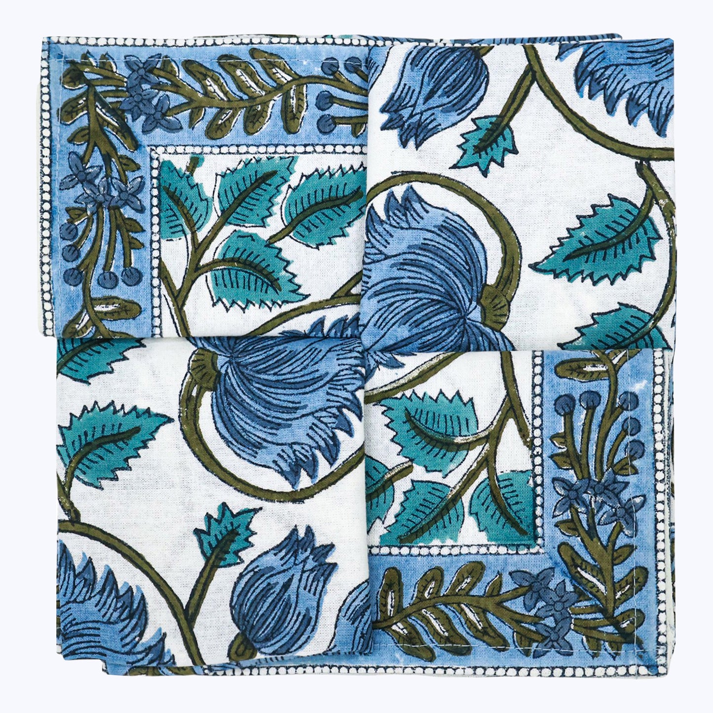 Indian Hand Block Printed Cotton Napkins Set Of 4 - My Store