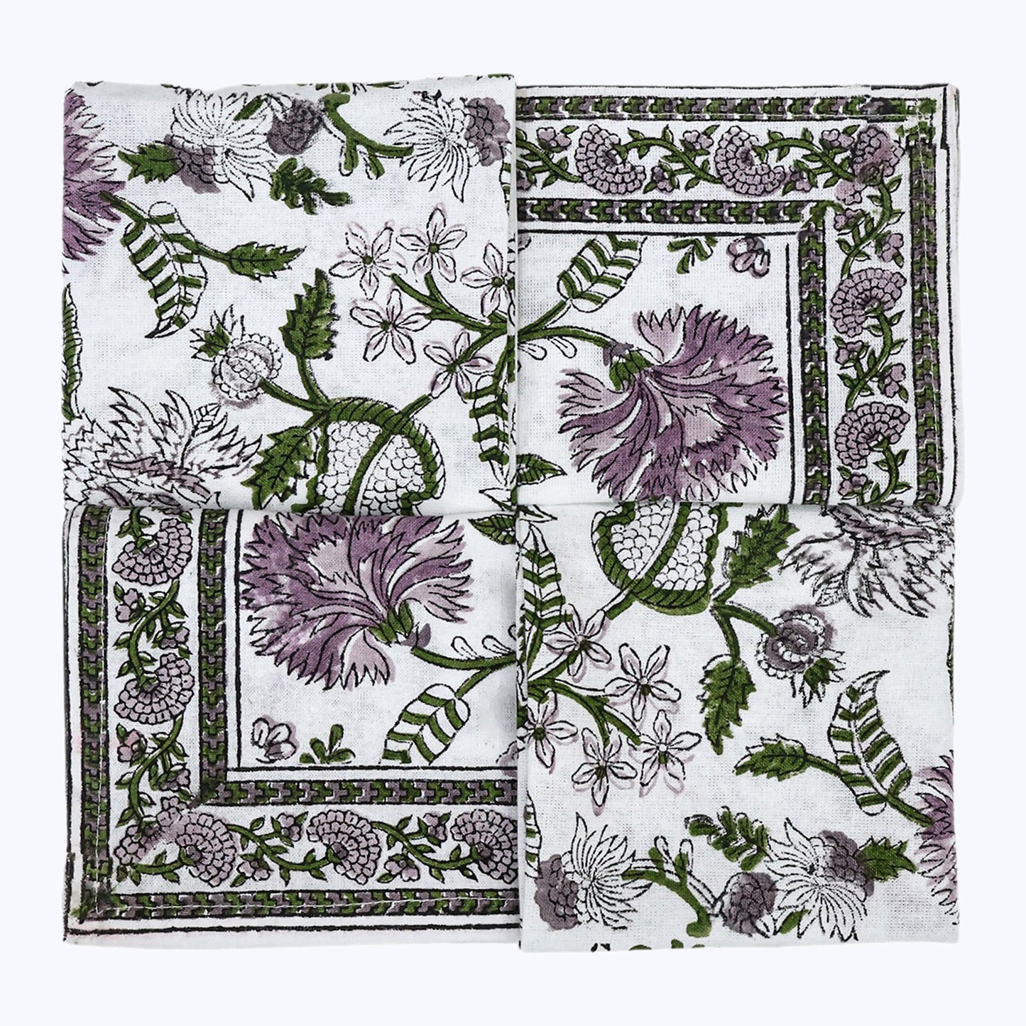 Indian Handmade Block Printed Cotton Napkins Set Of 4 - My Store