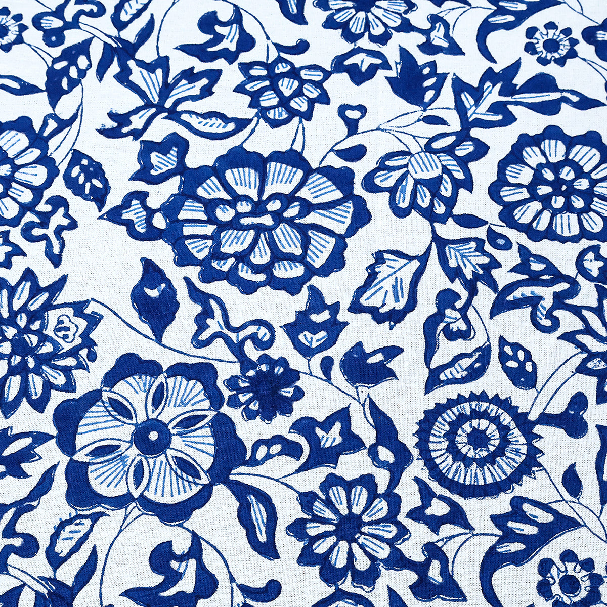 Blue and White Handmade Block Printed Round Tablecloth - My Store