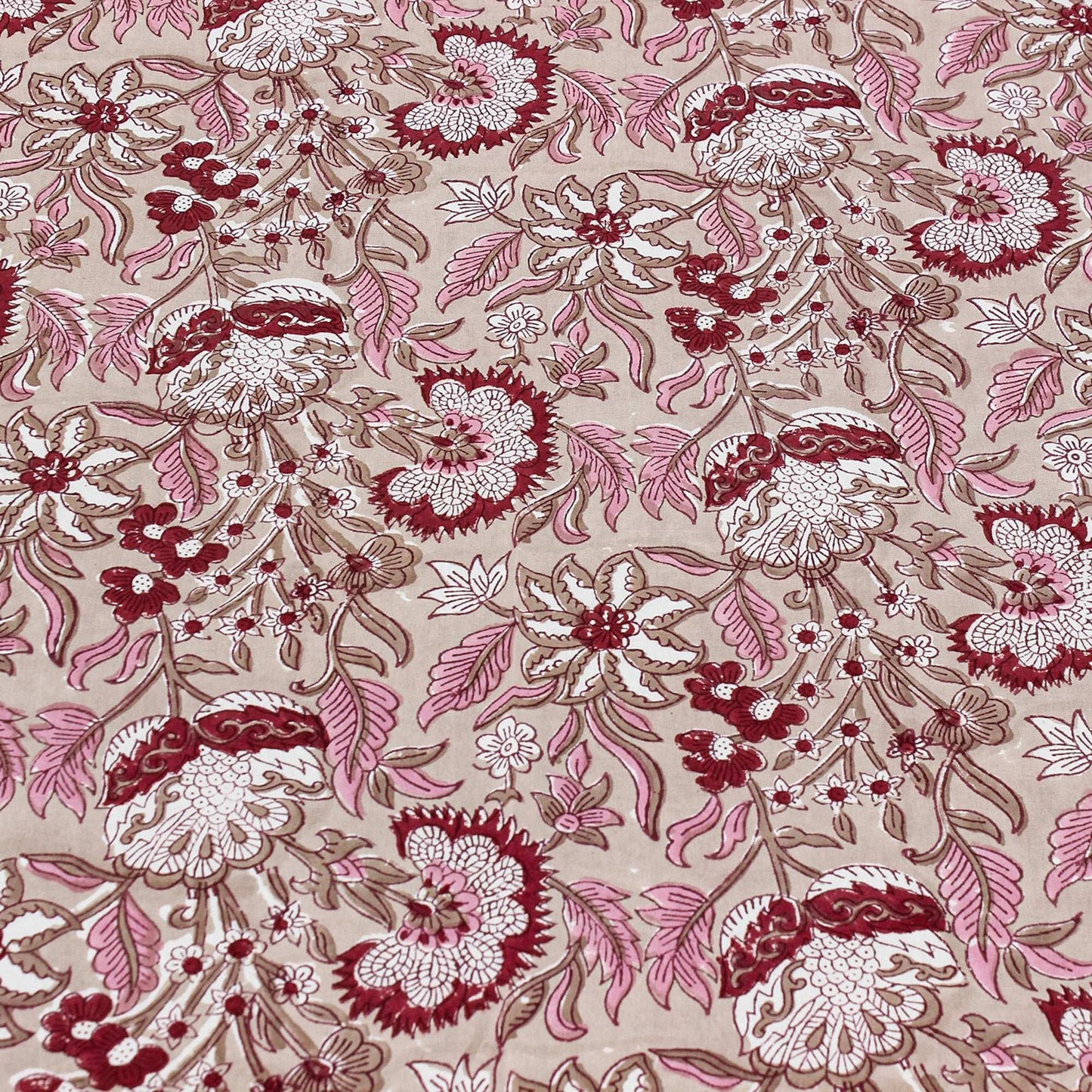 Indian Handmade Brown and White Block Printed Tablecloth - My Store