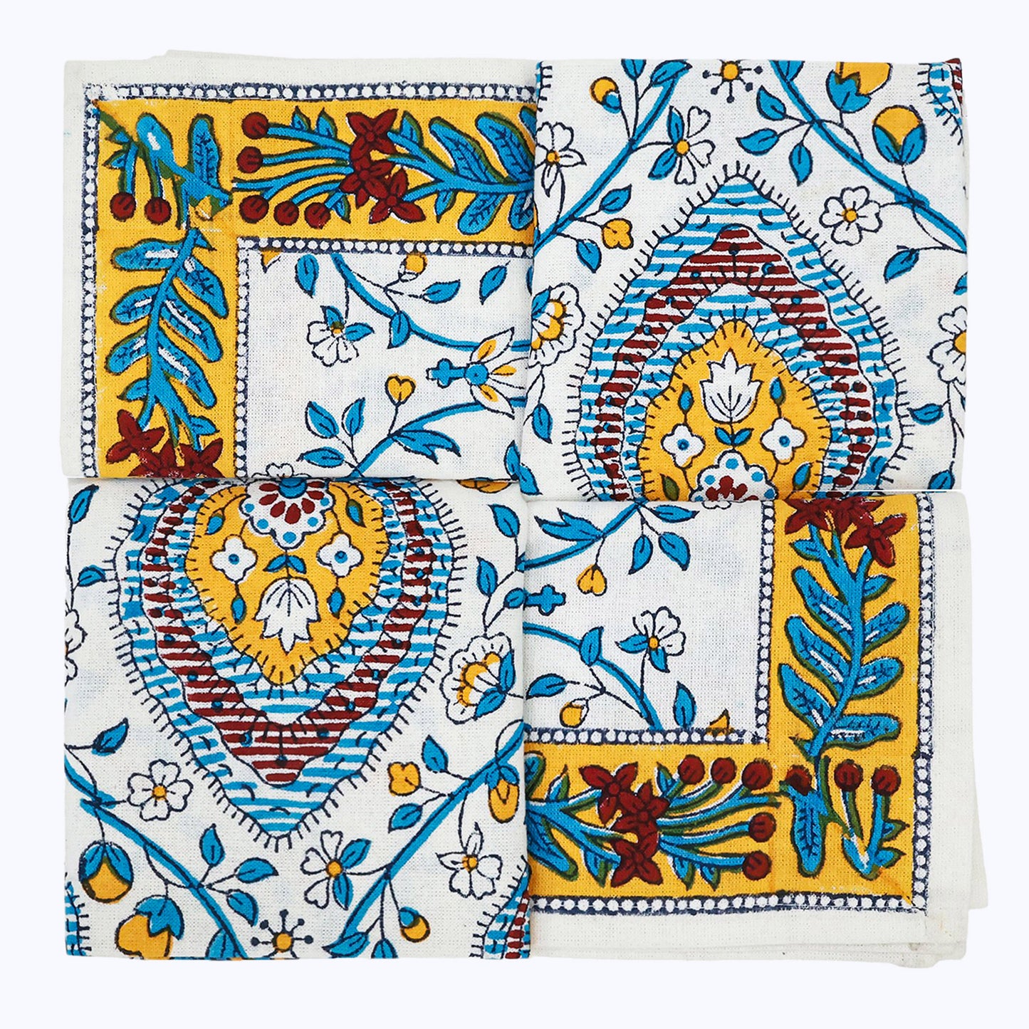 Indian Hand Block Printed Cotton Napkins Set Of 4 - My Store