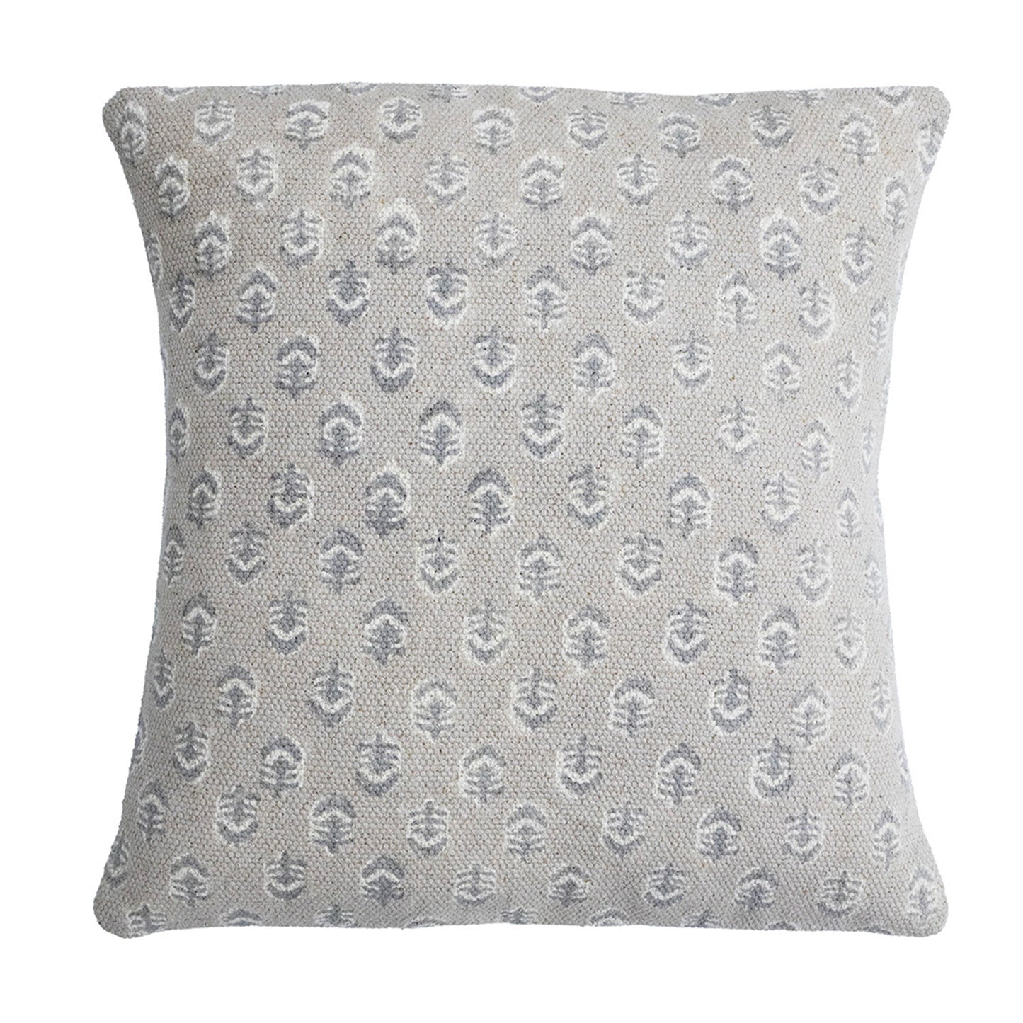 Hand Block Print Beige Leaf Cushion Cover – Cotton Decorative Pillow