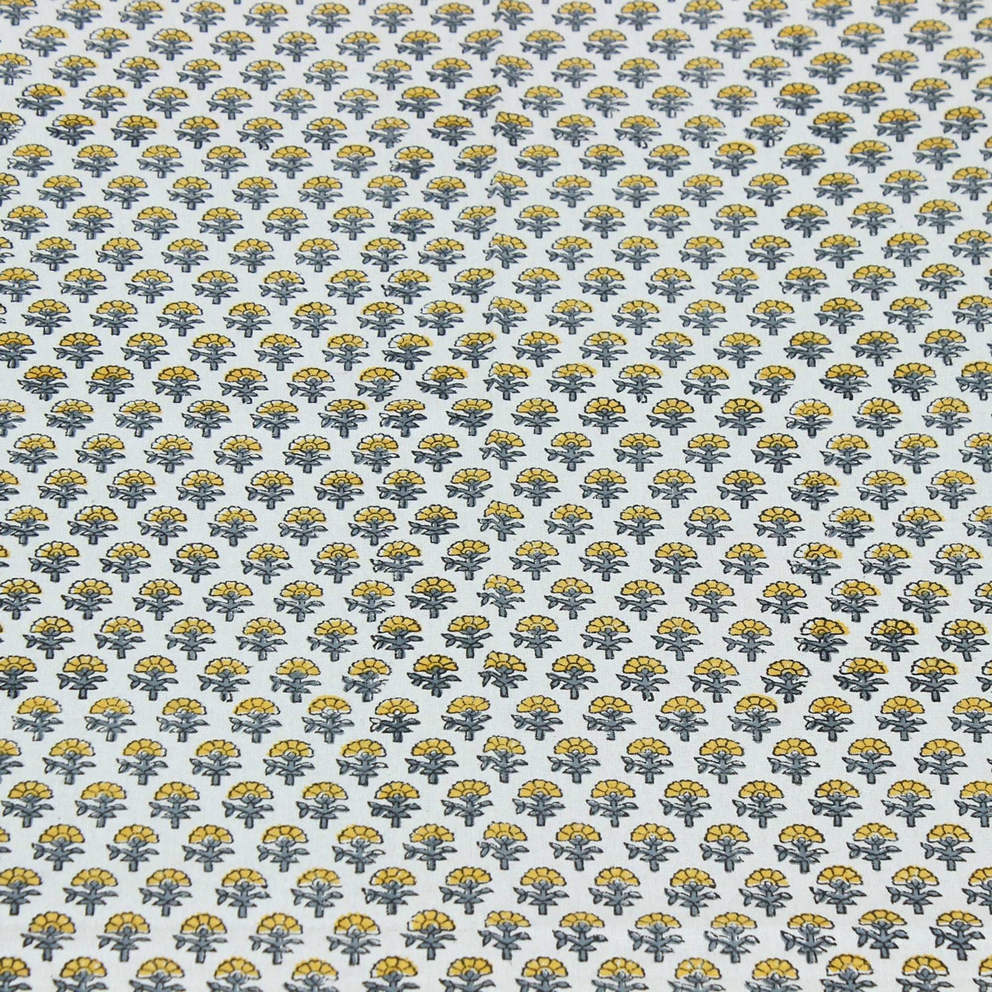 Hand Block Printed Gray and Yellow Tree Printed Cotton Tablecloth - My Store