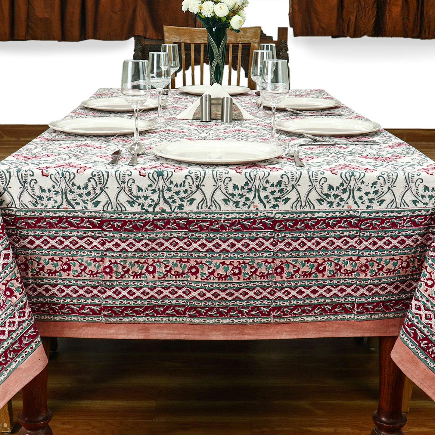 Indian Handmade Block Printed Cotton Tablecloth For Dinning Decor - My Store