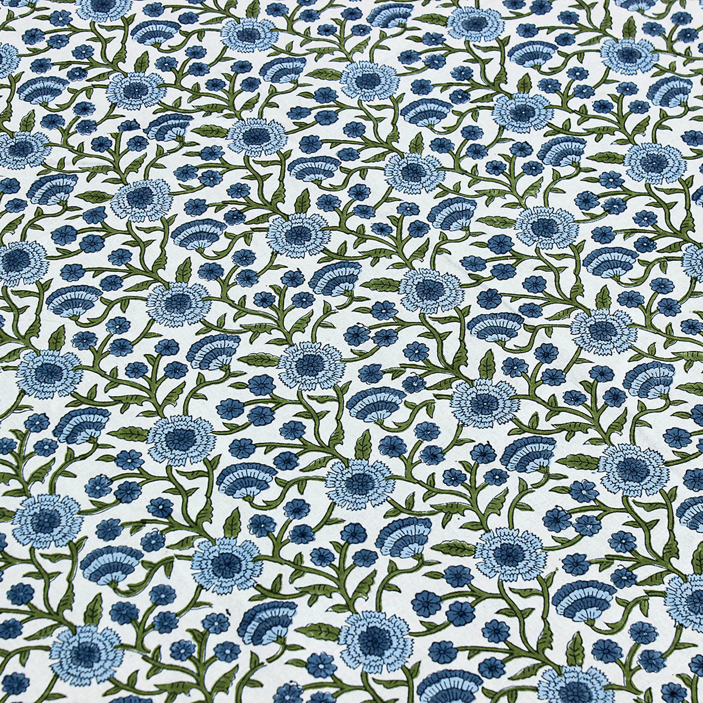 Blue & White Block Printed Tablecloth For Rectangle Table - My Store