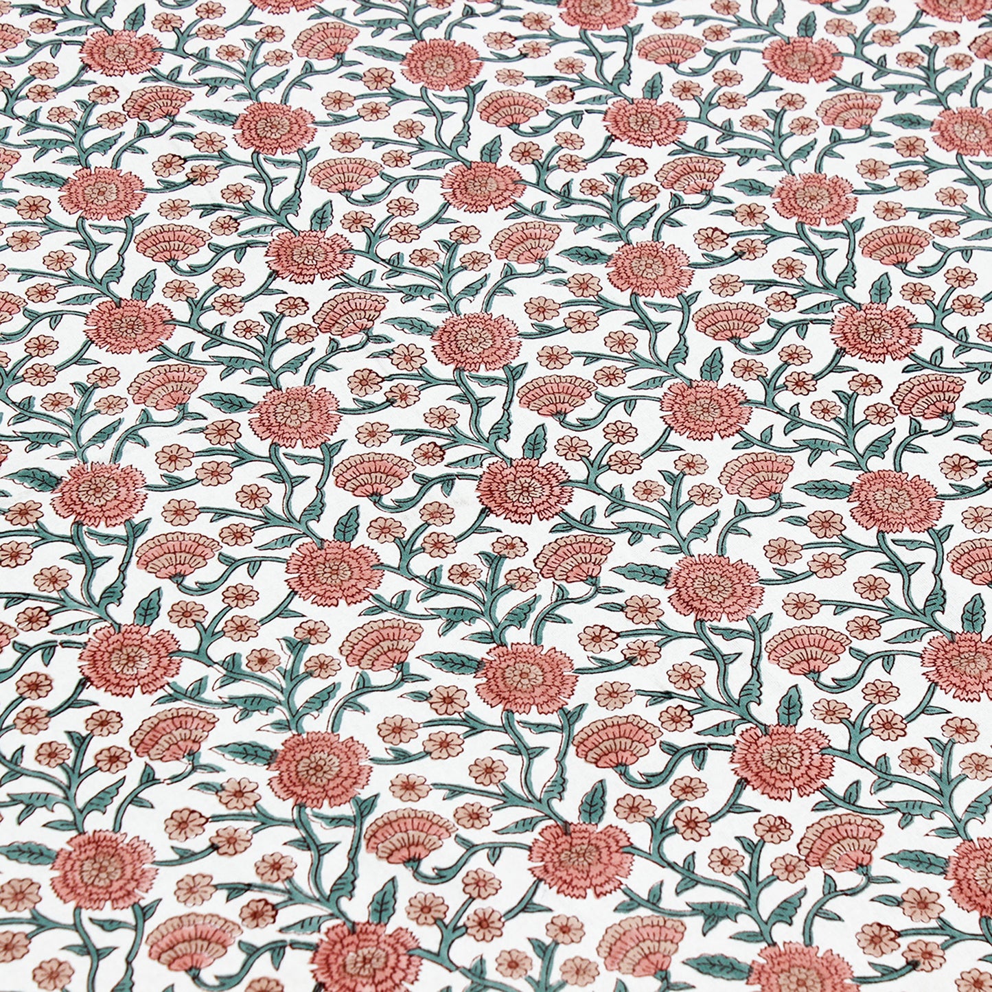 Block Printed Pink and White Table Cover For Dinning Decor - My Store