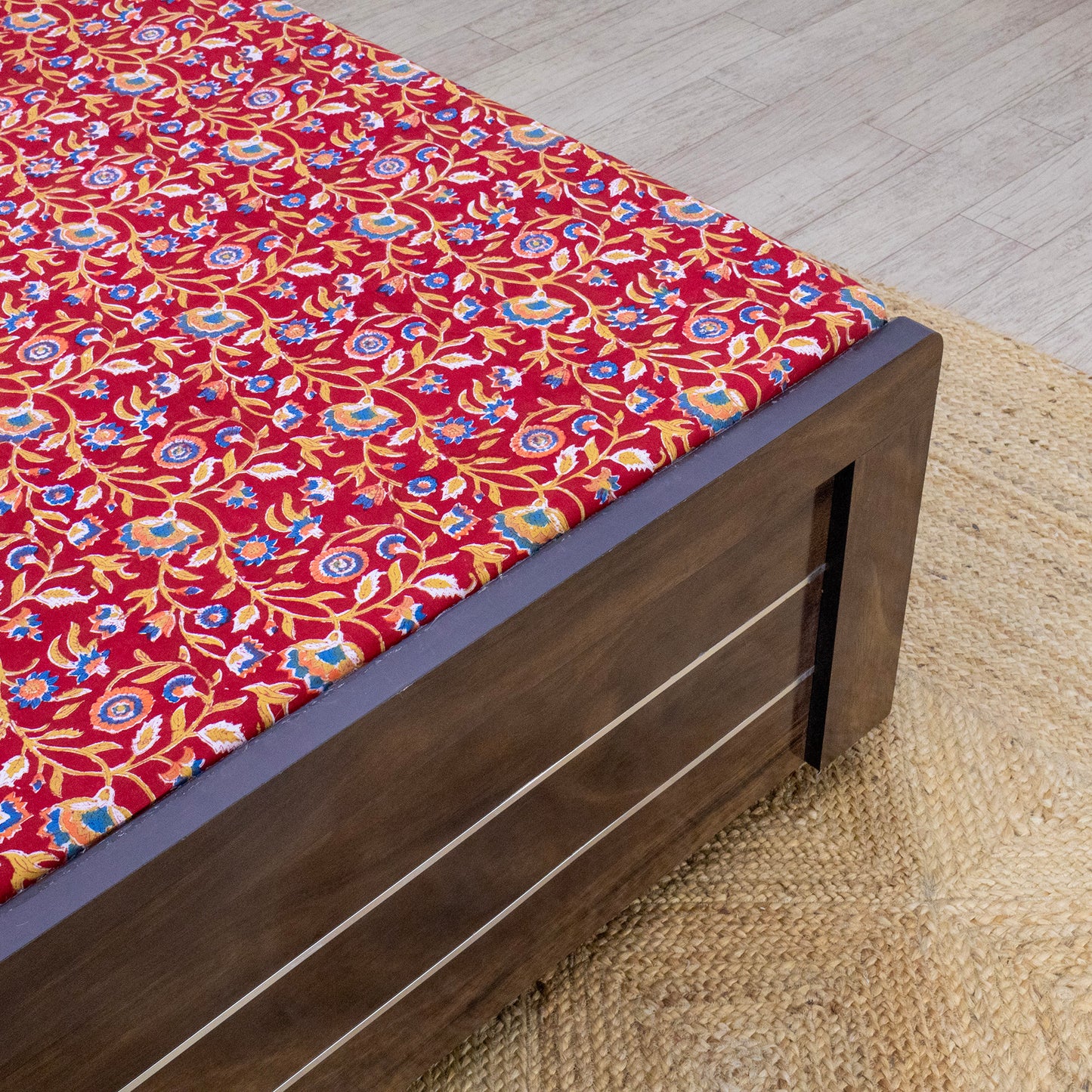 Cotton Bedsheet – Hand Block Floral Print – Red and Blue – King, Queen, Twin Sizes - My Store