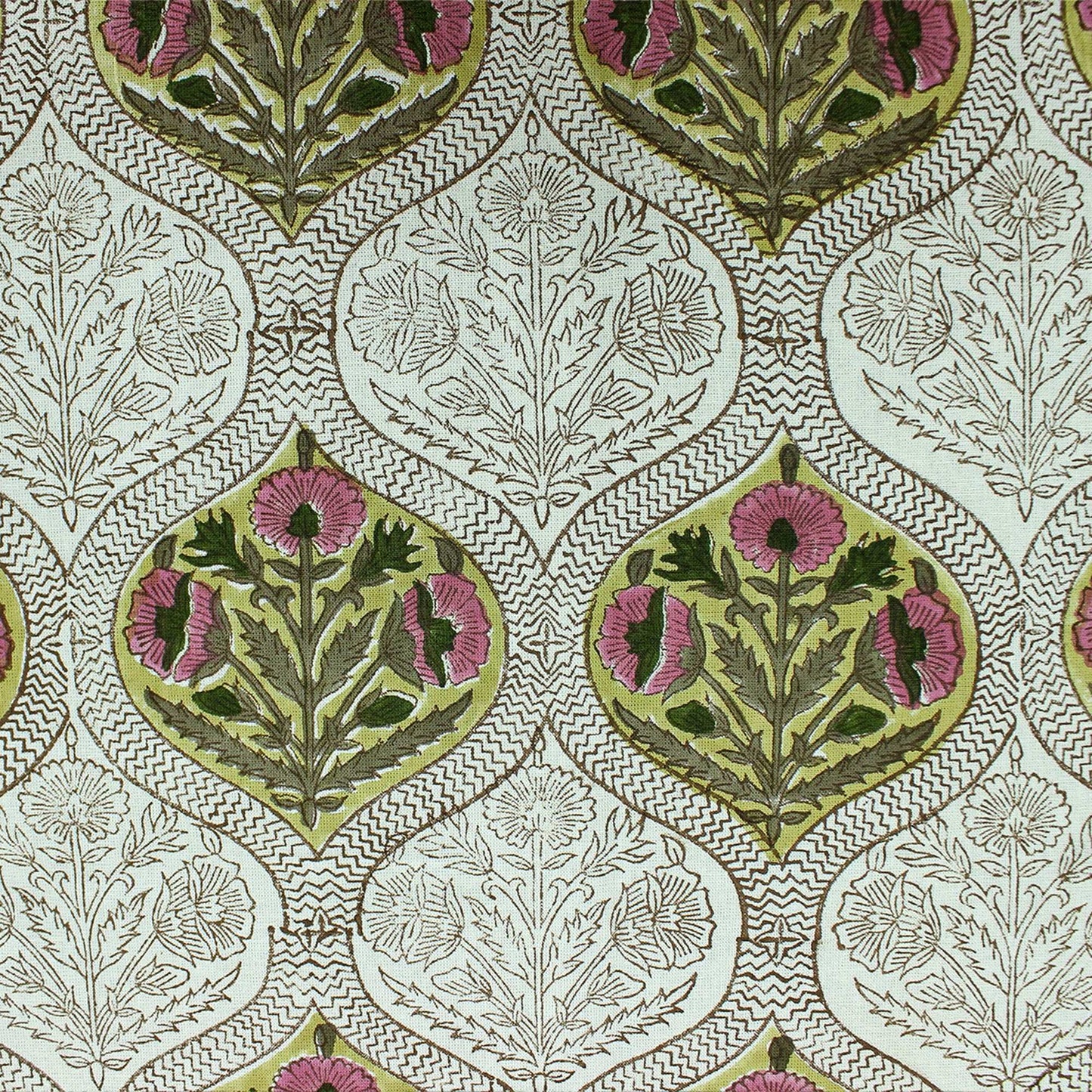 Yellow Indian Hand Block Printed Cotton Cloth Tablecloth With Floral Border - My Store