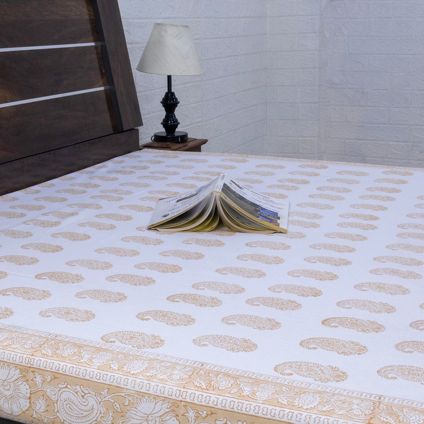 Cotton Bedsheet – Hand Block Floral Print – Peach and White – King, Queen, Twin Sizes - My Store