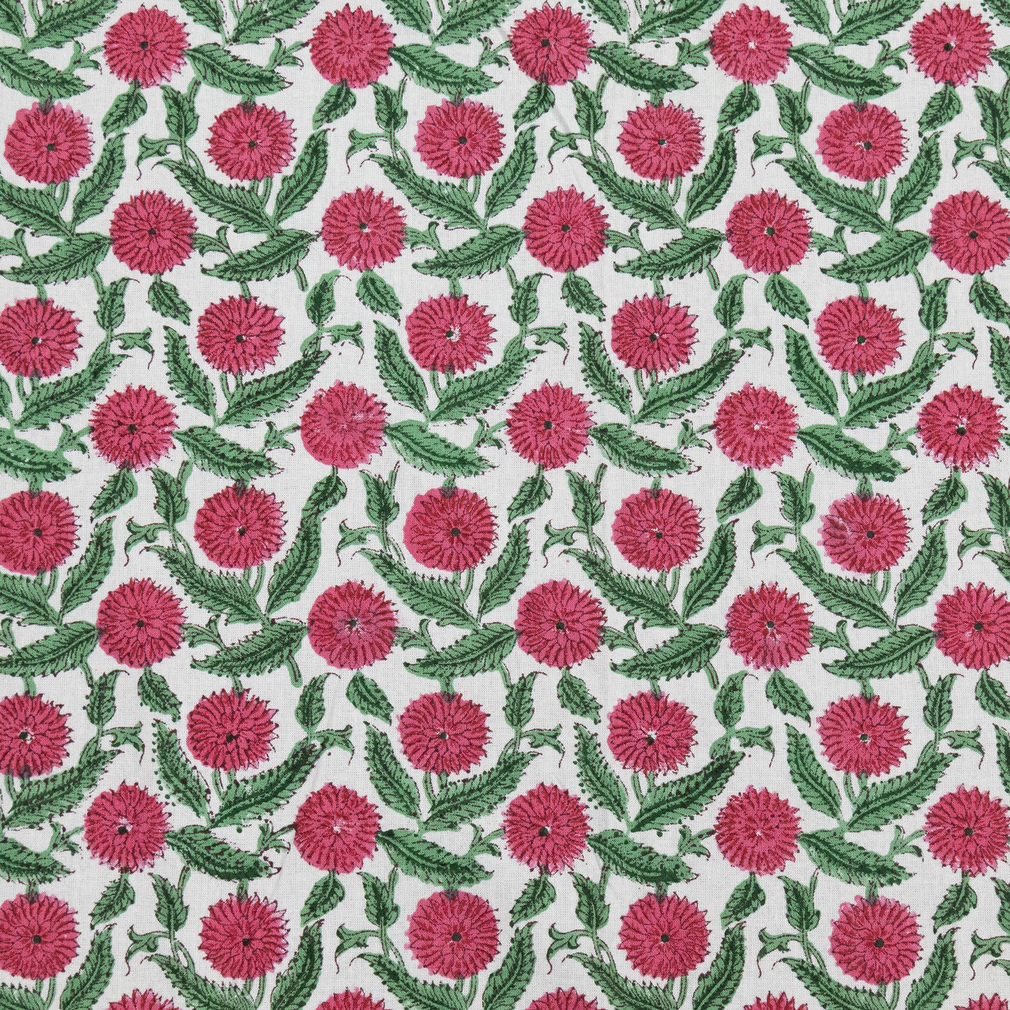 Indian Handmade Block Printed Pink and Green Floral Pattern Cotton Bed sheet For living Room, Kids Room - My Store