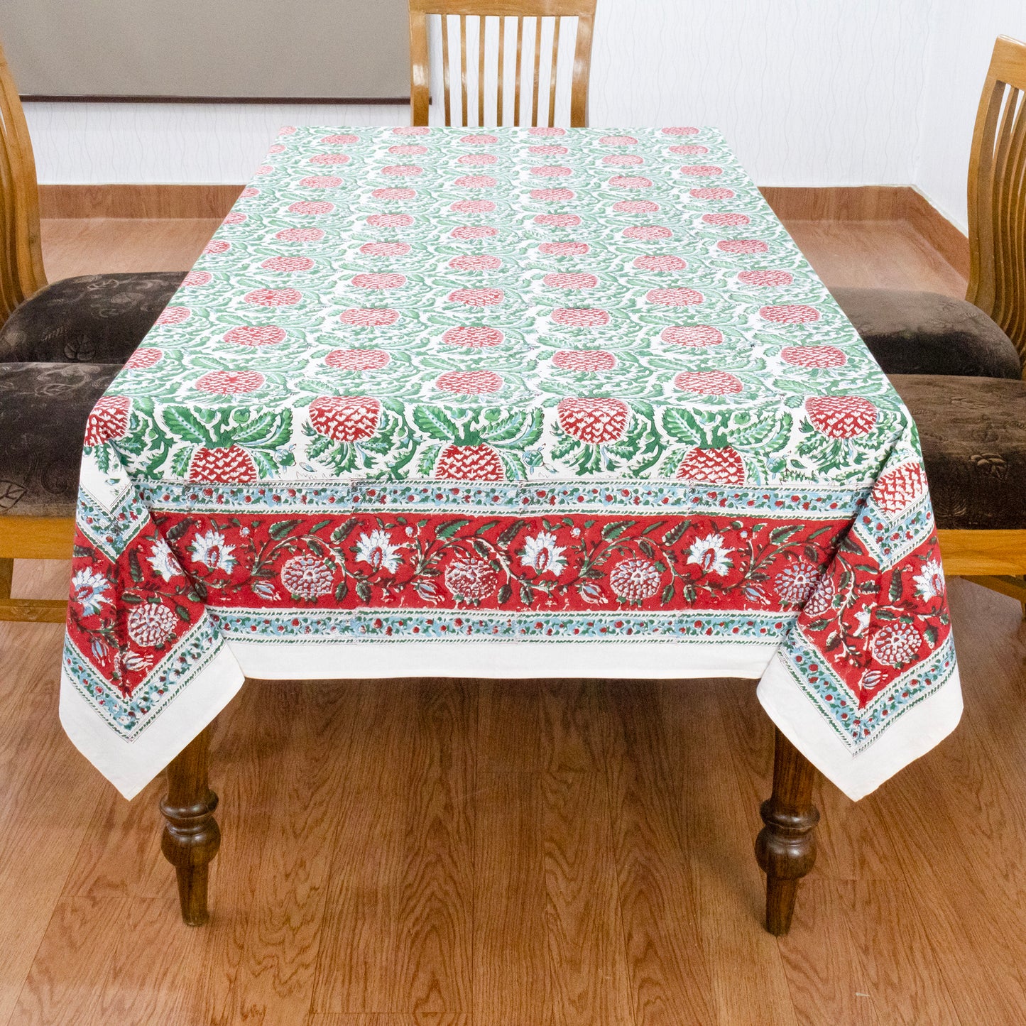 handmade tablecloth, green and red tablecloth, block printed table cover, cotton table cover, premium cotton tablecloth, floral tablecloth, indian tablecloth, Jaipuri tablecloth, green and pink table linens, boho home decor, table cover for dinning table cover, rectangle table cover, table cloth for dinning decor, custom table cloth, washable table cloth, outdoor tablecloth, indoor tablecloth, gifts for fathers day