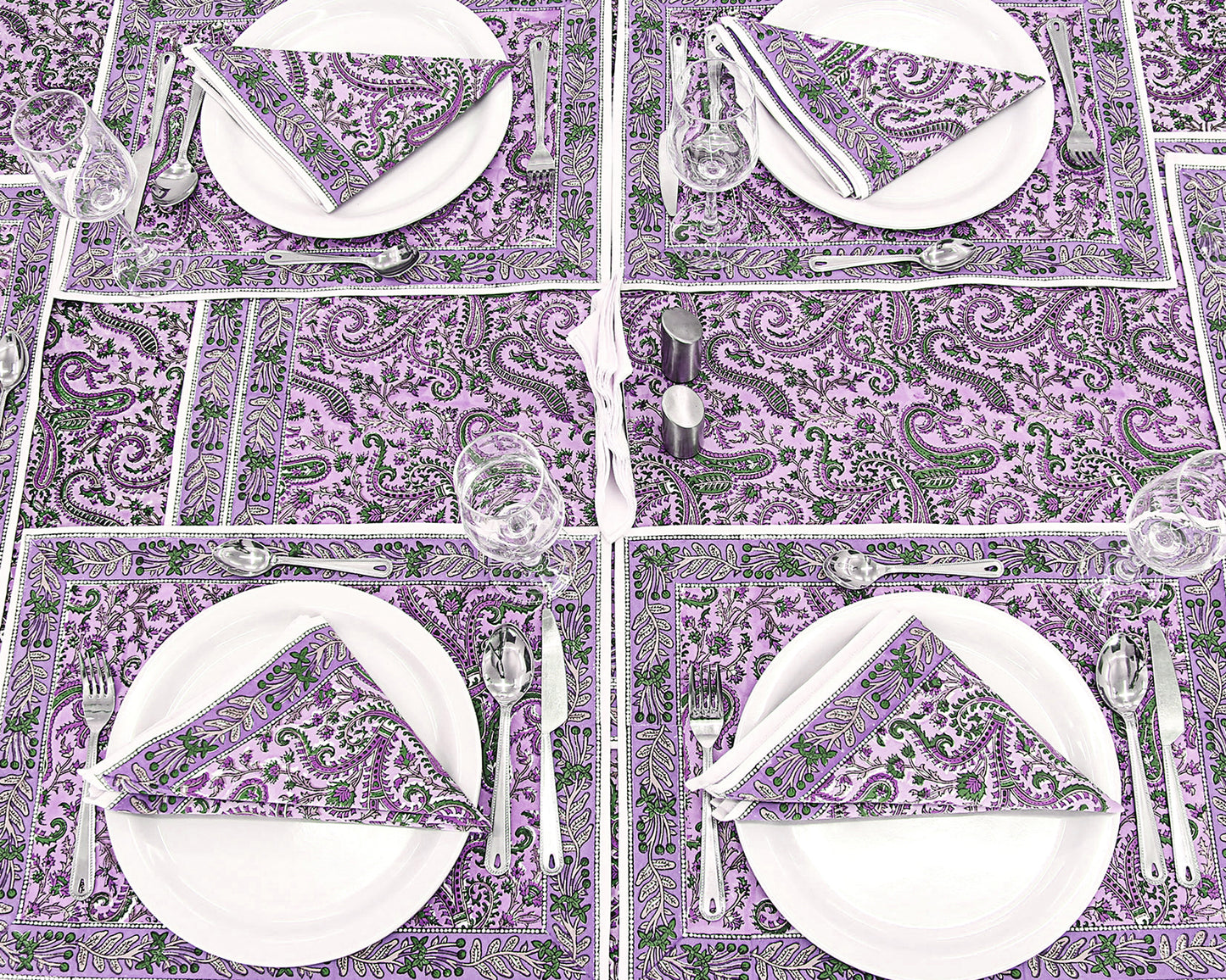 Cotton Floral Purple Green Rectangle Dinning Tablecloth - My Store