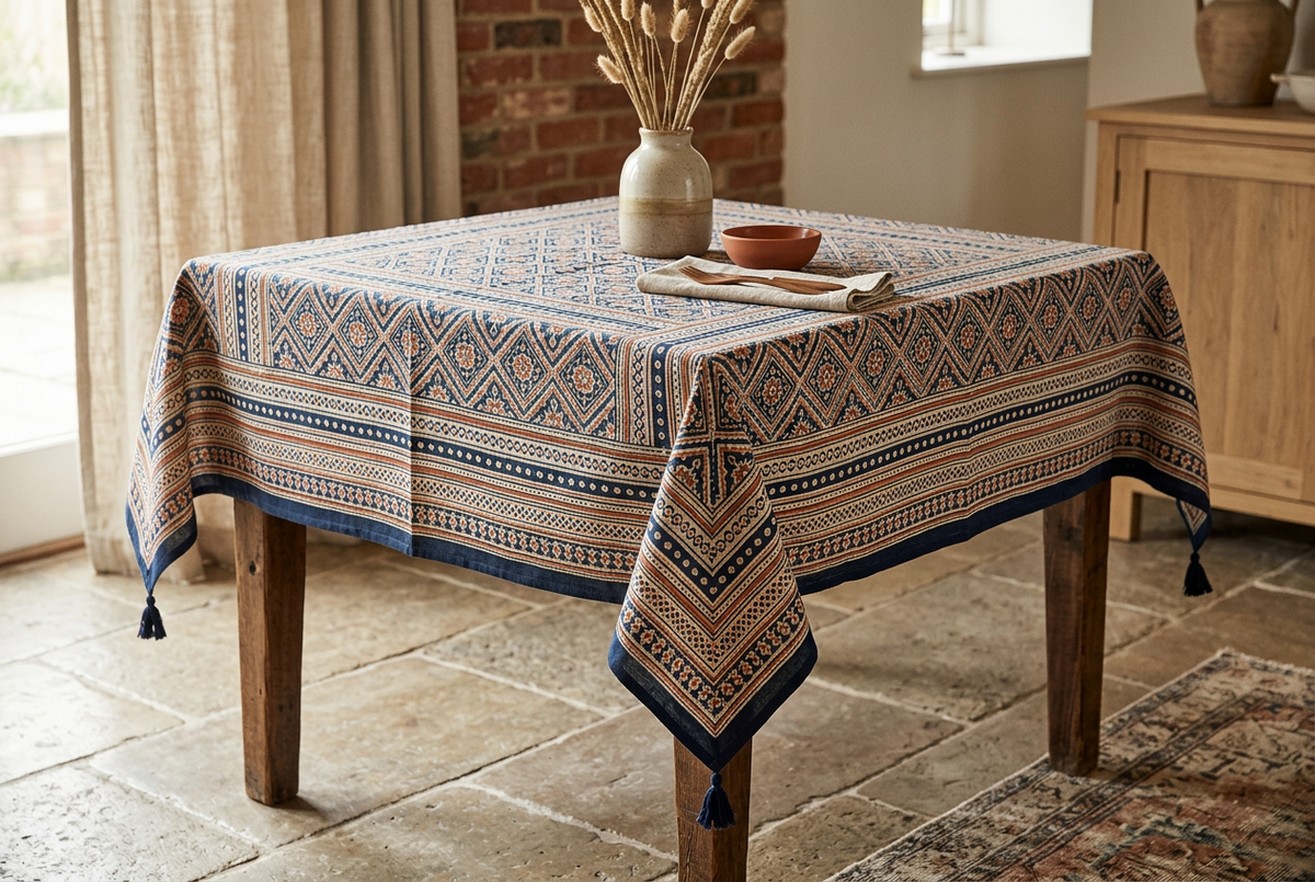 Square Block Print Tablecloths