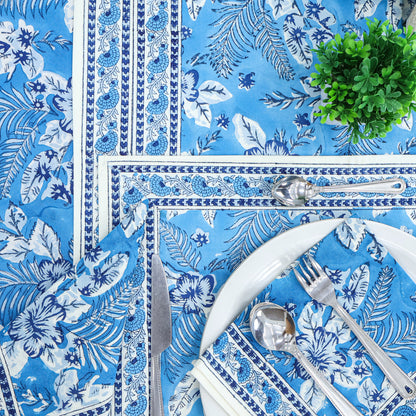 Blue & White Round Tablecloth - Housewarming Gift - Cotton Table Linens - My Store