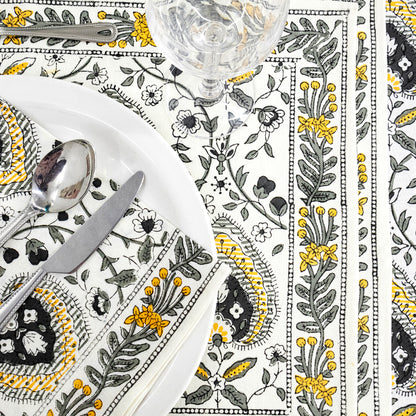 Floral Handmade Block Printed Cotton Round Tablecloth - My Store