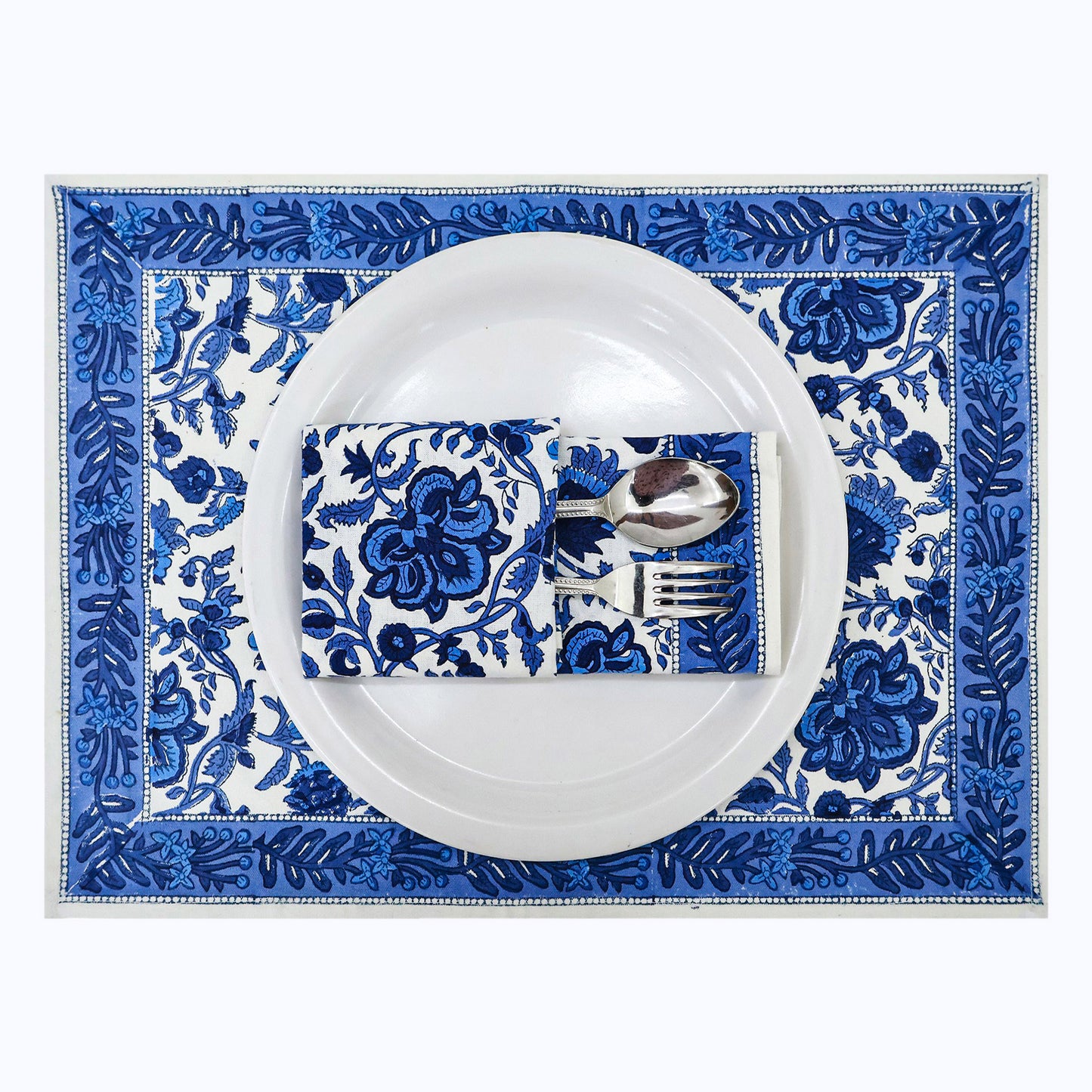 Cotton Handcrafted Block Print Set Of 4 Table Napkins - My Store