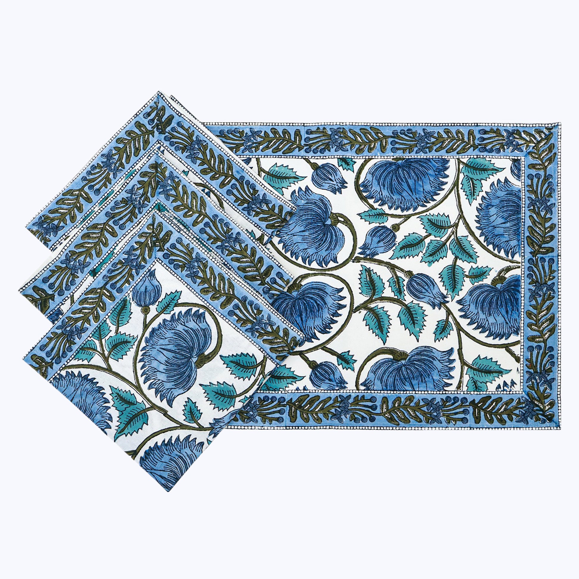 Indian Hand Block Printed Cotton Napkins Set Of 4 - My Store