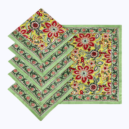 Indian Hand Block Printed Cotton Napkins Set Of 4 - My Store