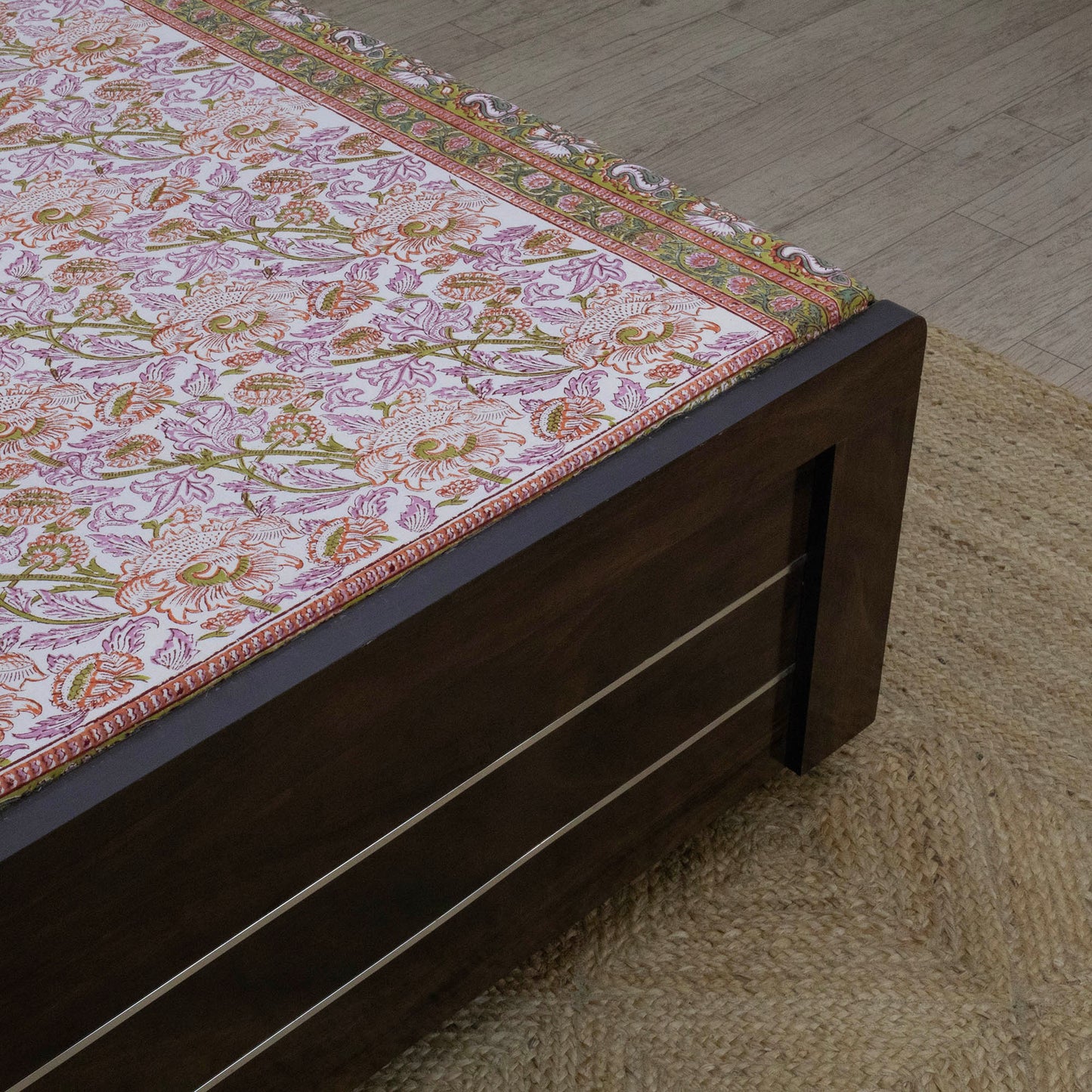 Cotton Bedsheet – Hand Block Floral Print – Pink & Brown – King, Queen, Twin Sizes - My Store