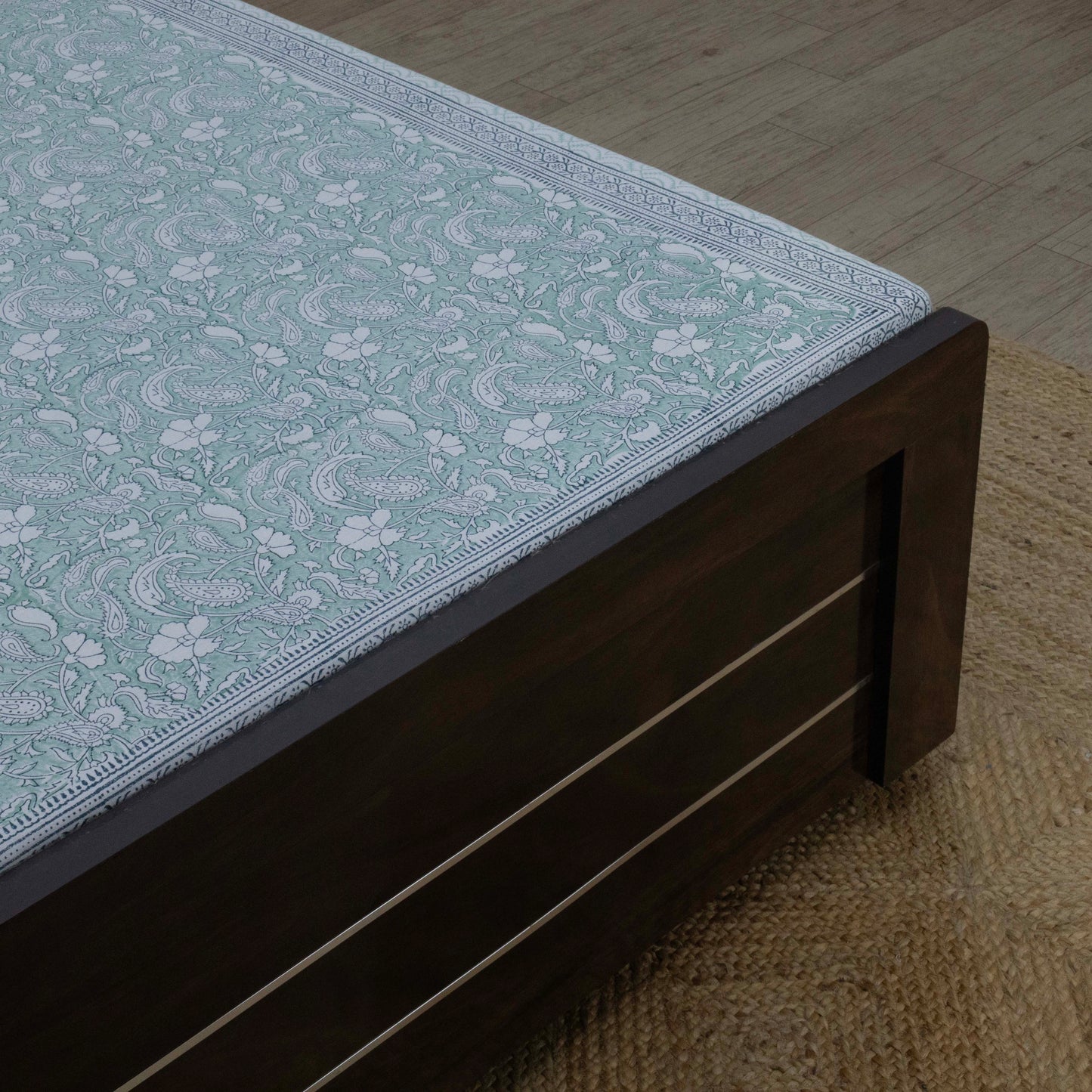 Cotton Bedsheet – Hand Block Floral Print – Blue & White – King, Queen, Twin Sizes - My Store