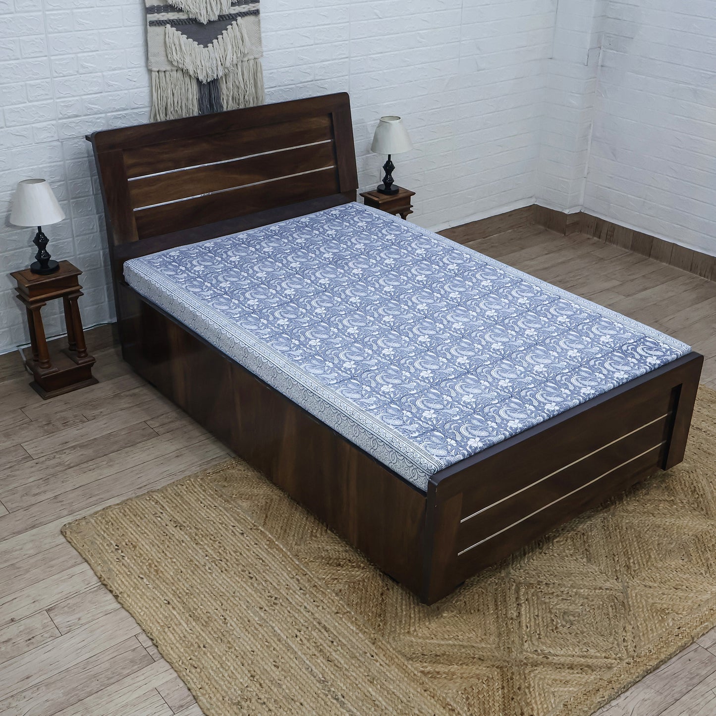 Cotton Bedsheet – Hand Block Floral Print – Blue and White – King, Queen, Twin Sizes - My Store