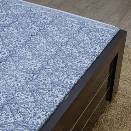 Cotton Bedsheet – Hand Block Floral Print – Blue & White – King, Queen, Twin Sizes - My Store