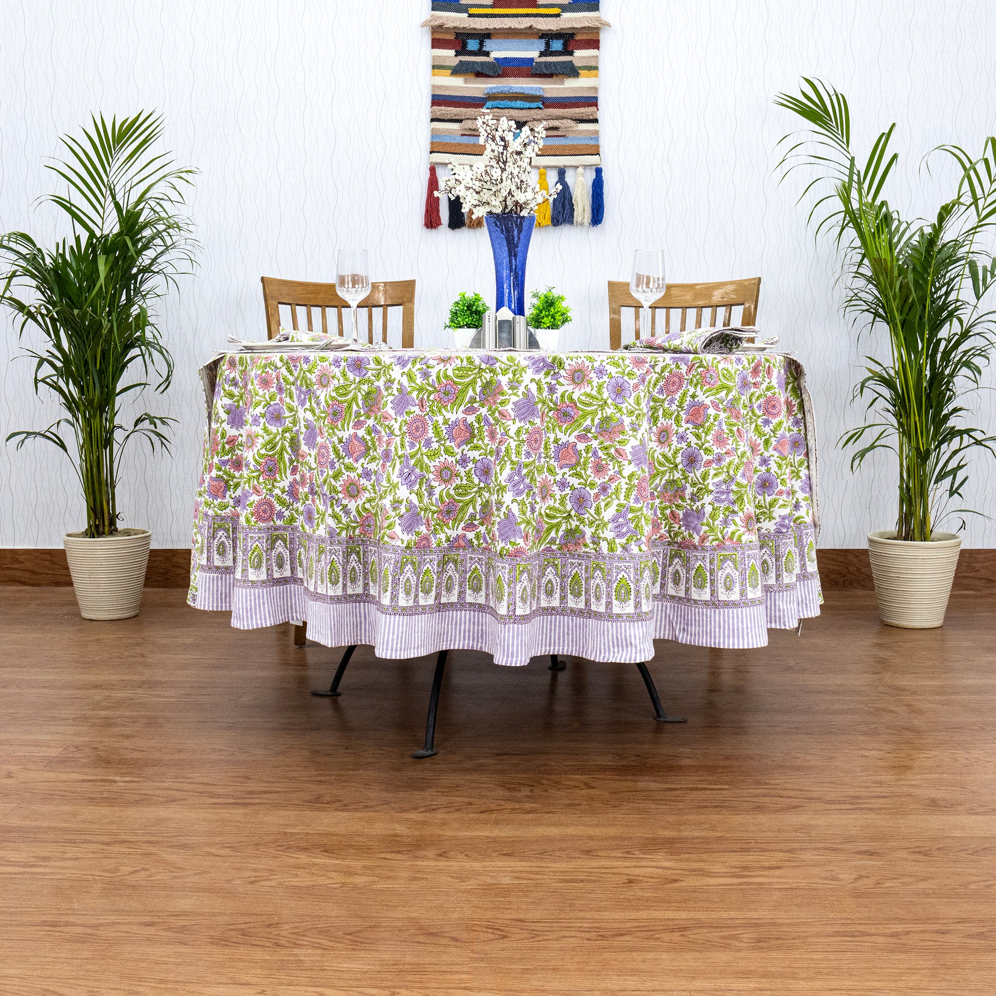 Handmade Block Printed Cotton Round Tablecloth - My Store