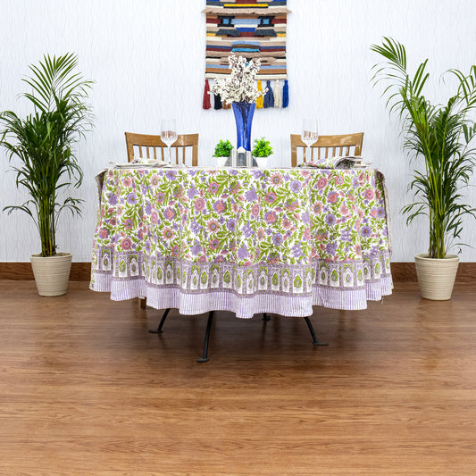 Handmade Block Printed Cotton Round Tablecloth - My Store