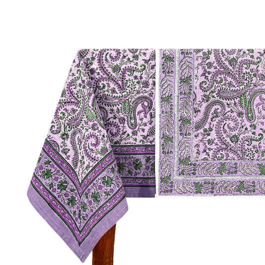 Cotton Floral Purple Green Rectangle Dinning Tablecloth - My Store