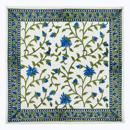 White and Green Hand Block Print Napkins Set Of 4 - My Store