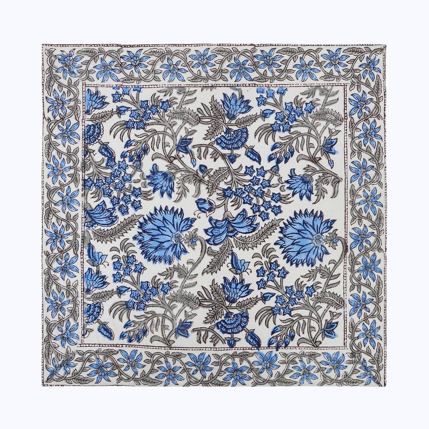 Blue and White Hand Block Printed Cotton Napkins Set Of 4 - My Store