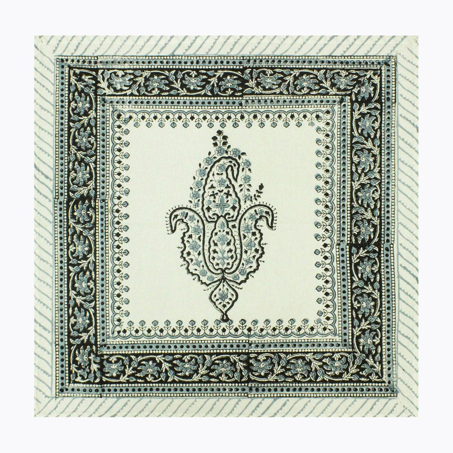 Indian Block Print Napkins Grey and White Set Of 4 Napkins - My Store