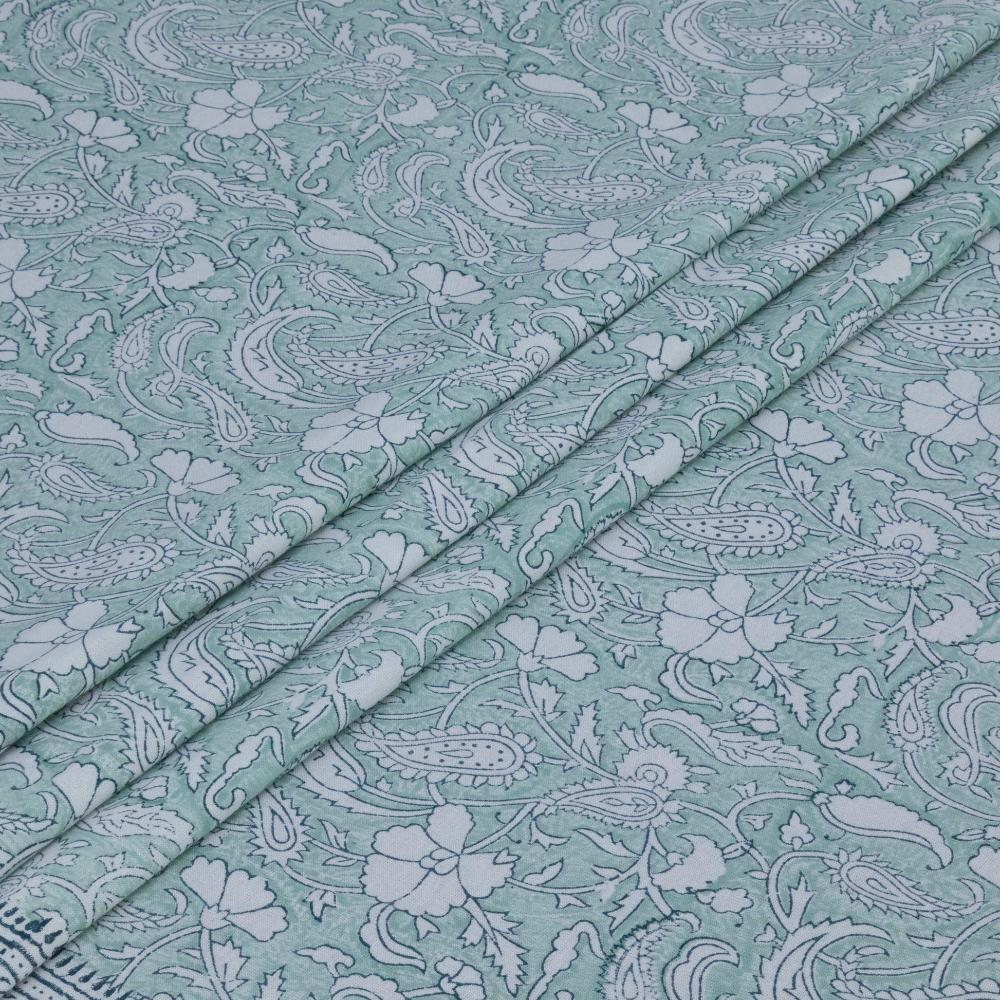 Cotton Bedsheet – Hand Block Floral Print – Blue & White – King, Queen, Twin Sizes - My Store