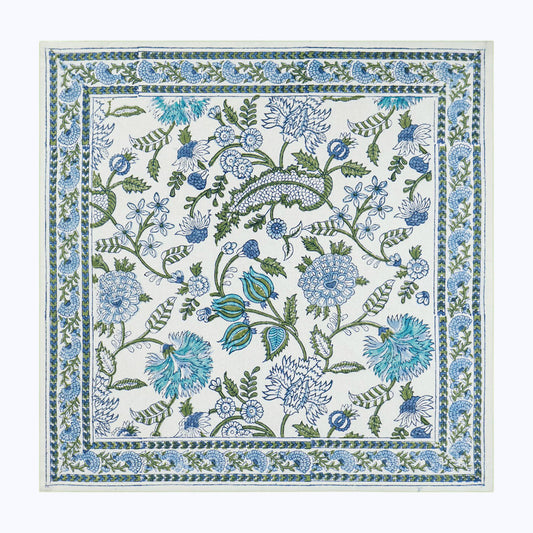 Blue and White Cotton Block Print Set Of 4 Napkins - My Store