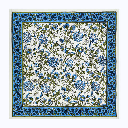 Blue and White Handmade Cotton Block Printed Napkins Set of 4 - My Store
