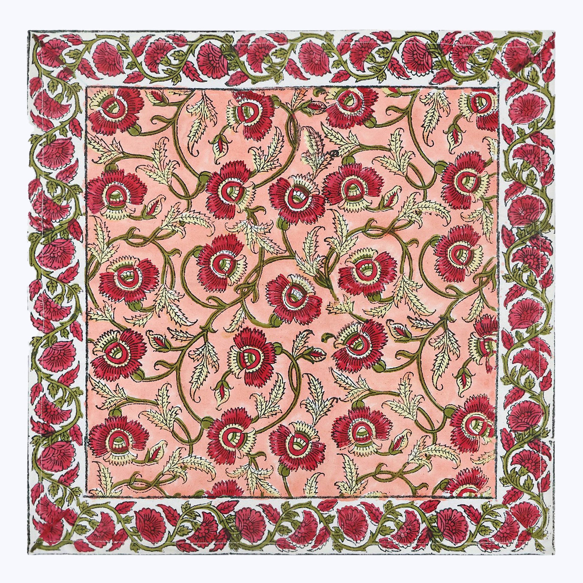 Indian Handmade Block Printed Cotton Napkins Set Of 4 - My Store