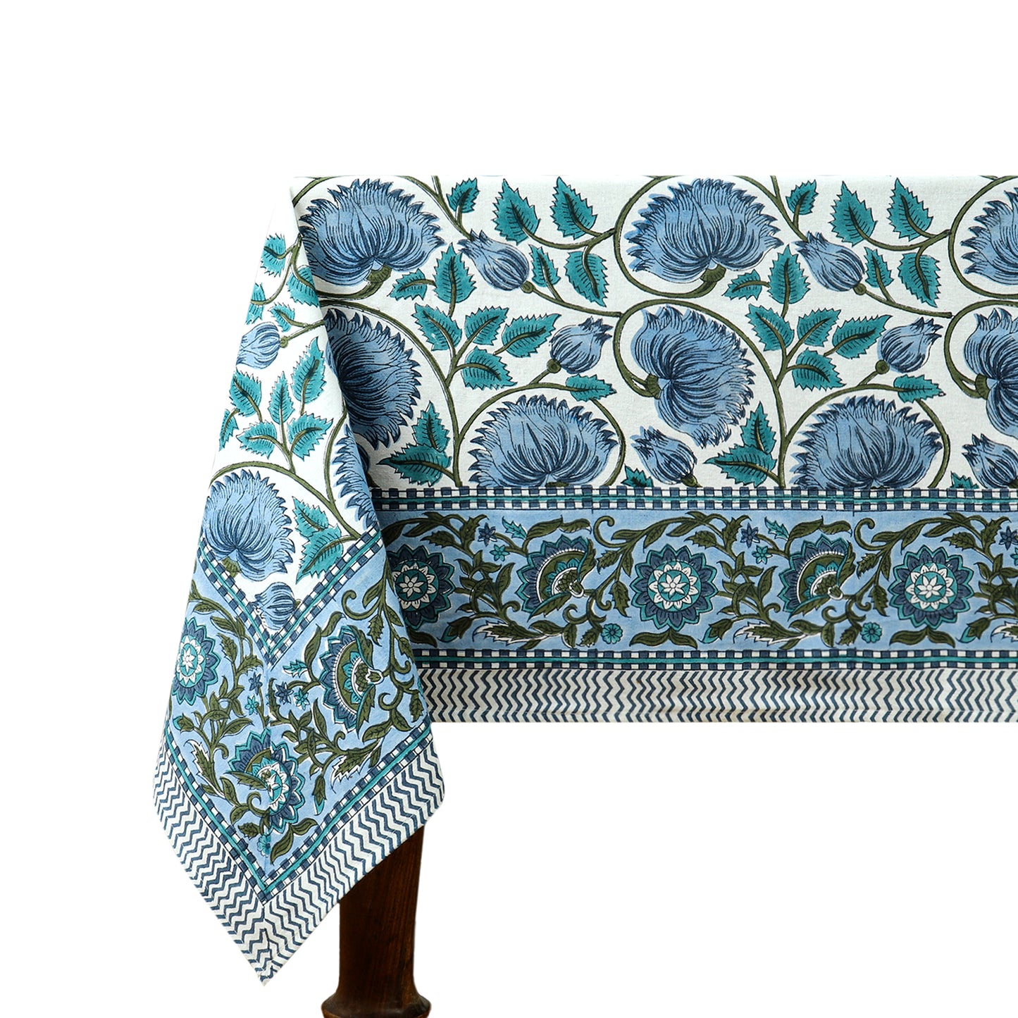 Indian Natural Block Printed Cotton Tablecloth & Table Linen - My Store