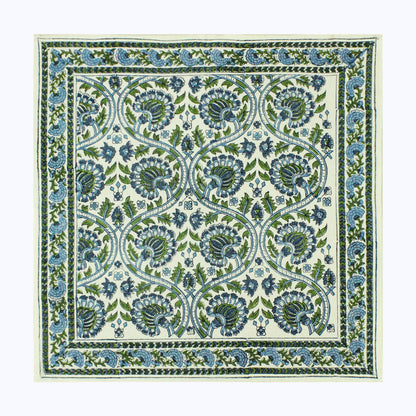 Green and Blue Handmade Block Printed Set Of 4 Napkins - My Store