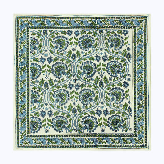 Green and Blue Handmade Block Printed Set Of 4 Napkins - My Store