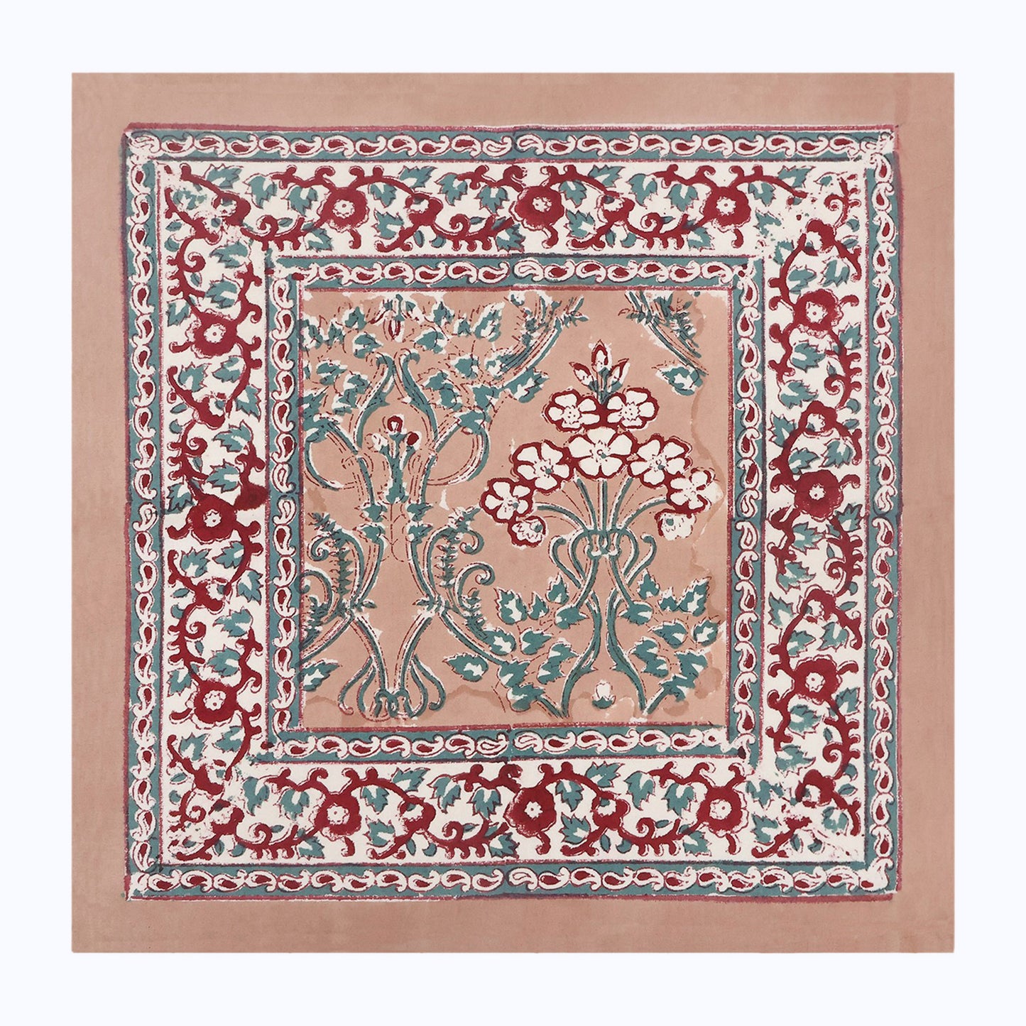 Red and Brown Handcrafted Block Printed Set Of 4 Cotton Napkins - My Store