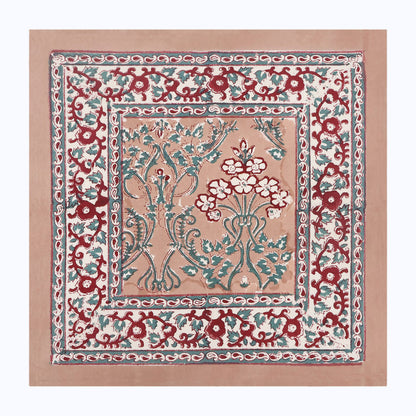 Red and Brown Handcrafted Block Printed Set Of 4 Cotton Napkins - My Store