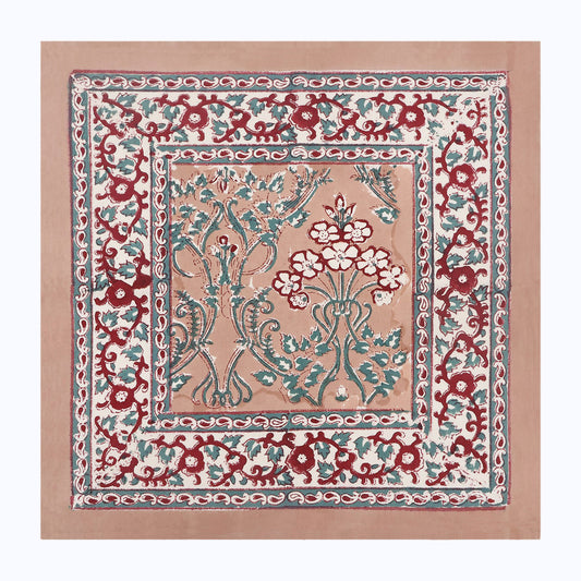Red and Brown Handcrafted Block Printed Set Of 4 Cotton Napkins - My Store