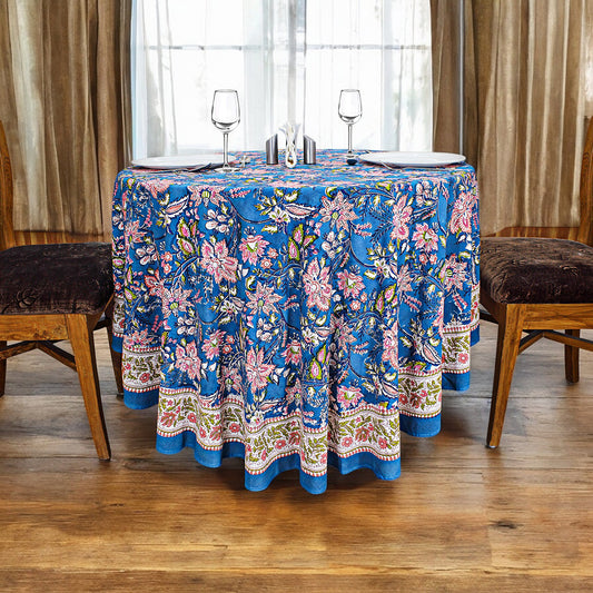 Handmade Block Printed Cotton Round Tablecloth - My Store