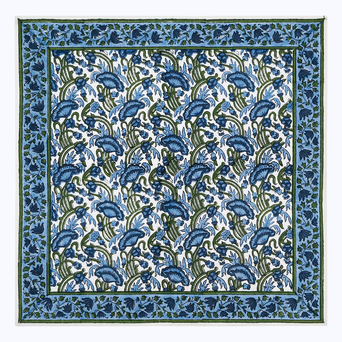 Blue and Green Handmade Block Printed Cotton Napkins Set Of 4 - My Store