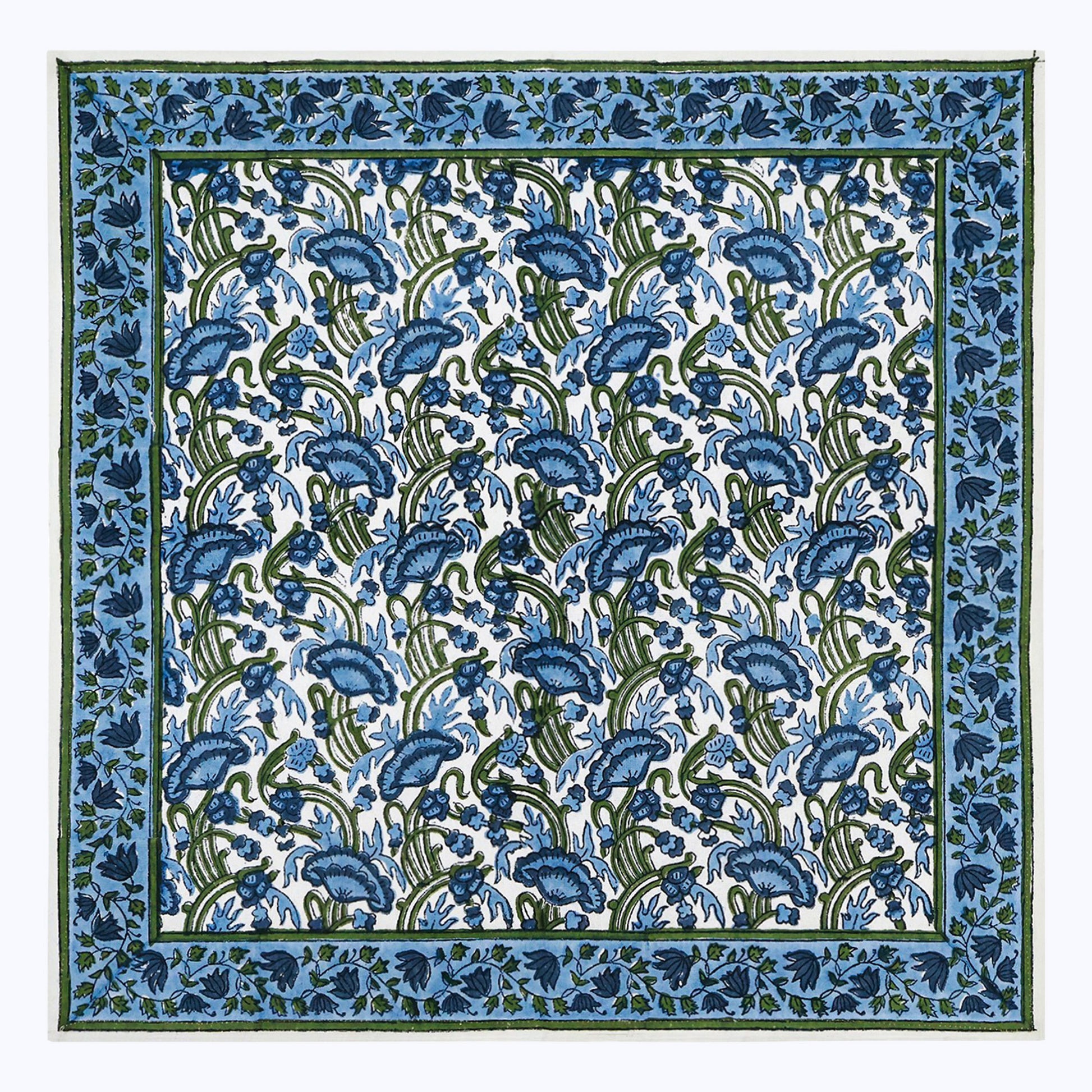 Blue and Green Handmade Block Printed Cotton Napkins Set Of 4 - My Store