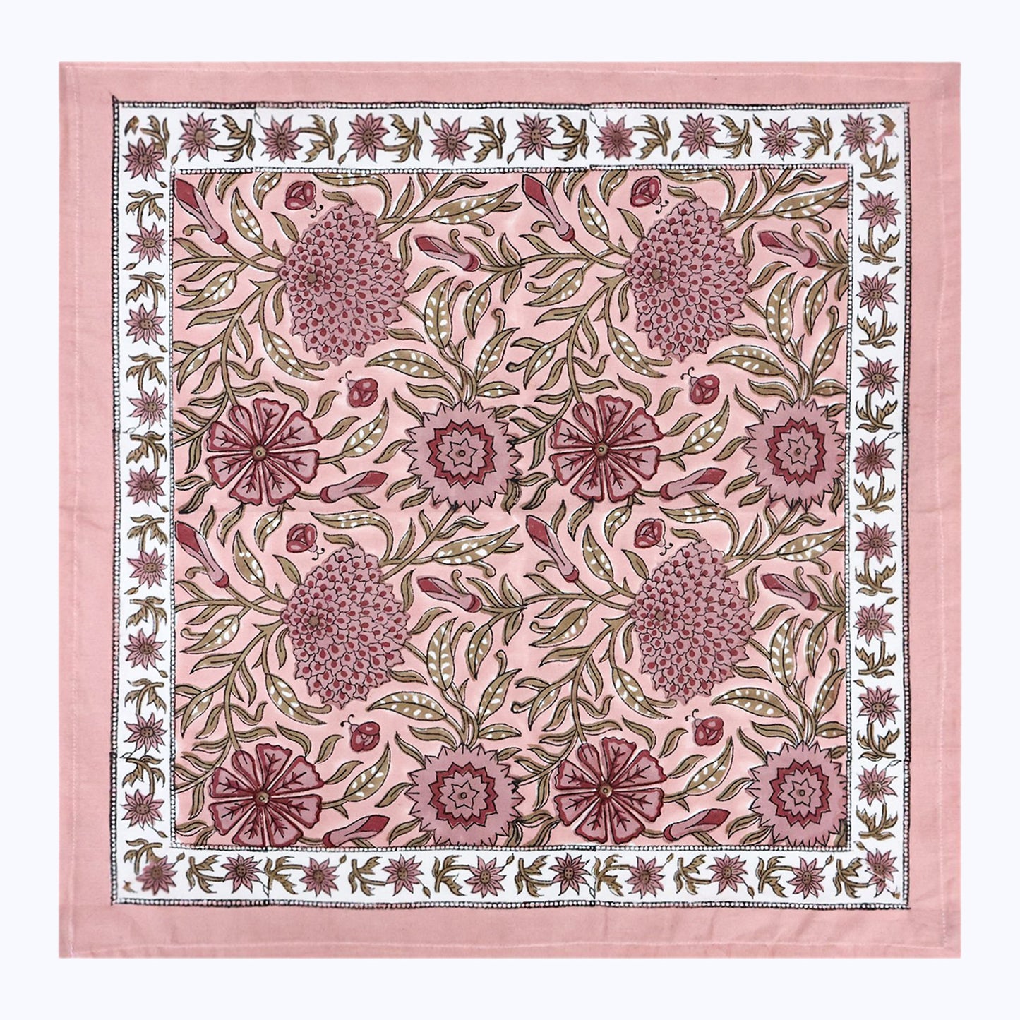 Pink Handmade Block Printed Cotton Napkins Set Of 4 Pieces - My Store