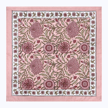 Pink Handmade Block Printed Cotton Napkins Set Of 4 Pieces - My Store