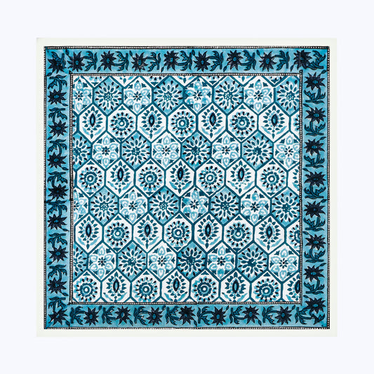 Blue and White Hand Block Printed Cotton Napkin Set Of 4 - My Store